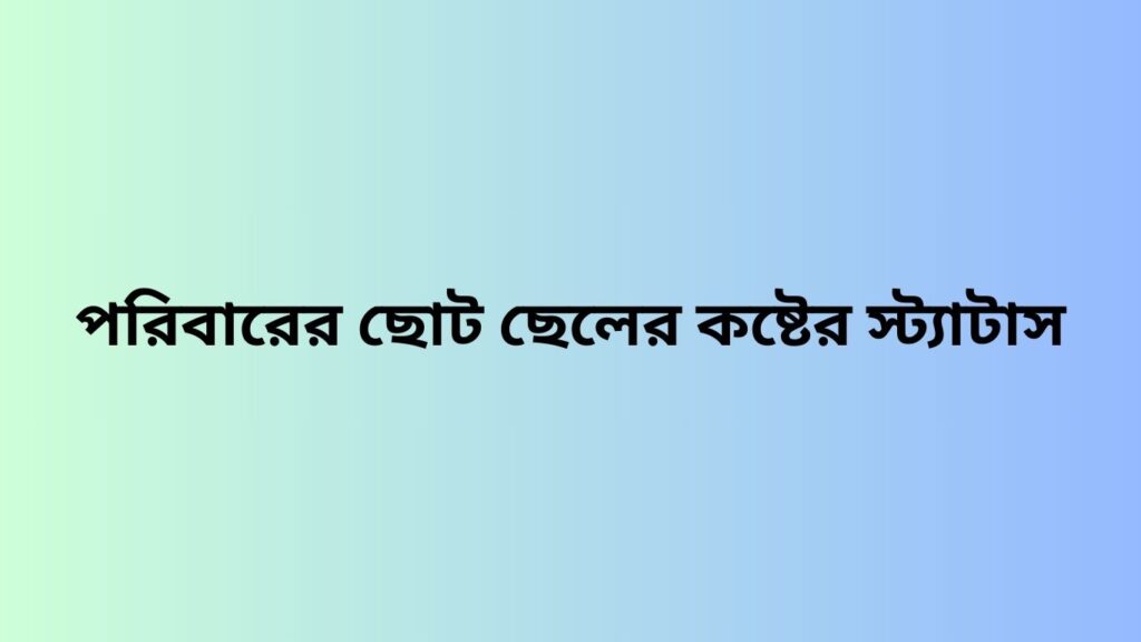 পরিবারের ছোট ছেলের কষ্টের স্ট্যাটাস