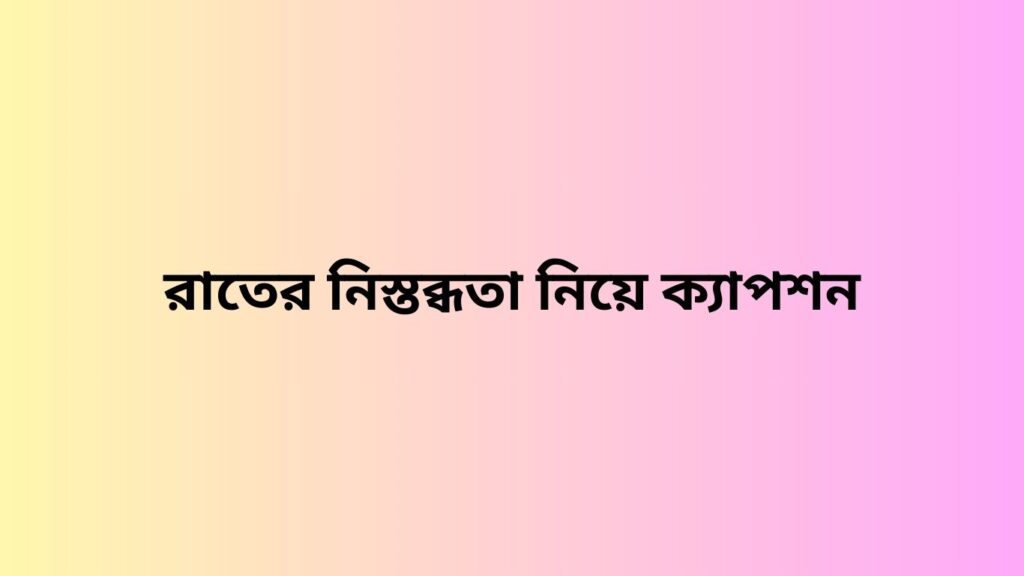 রাতের নিস্তব্ধতা নিয়ে ক্যাপশন